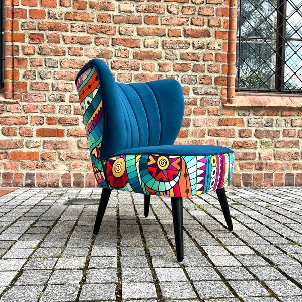 Fauteuil Boho Design Moderne Bleu