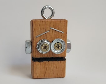 Wooden robot toy keychain decoration