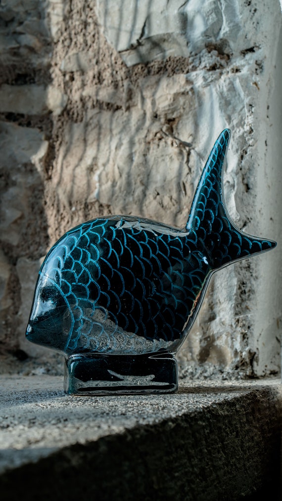Handmade Ceramic Textured Fish Decor, Fish Rustic Home Bathroom