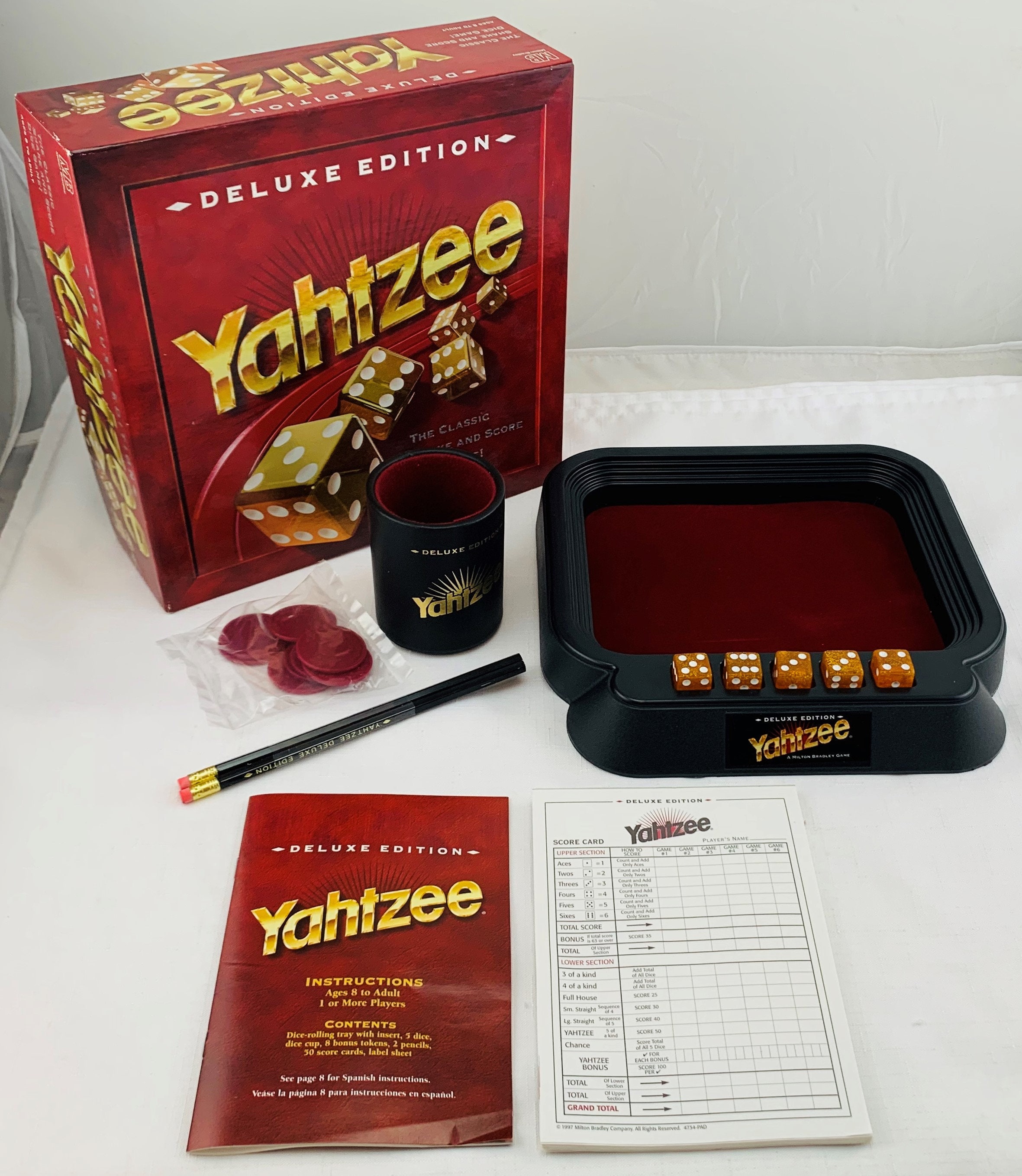 1997 Yahtzee Deluxe Game by Milton Bradley Complete in Great