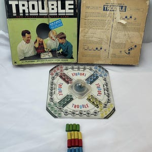 1965 Trouble Game by Kohner Complete Wood Pieces Good Condition FREE SHIPPING