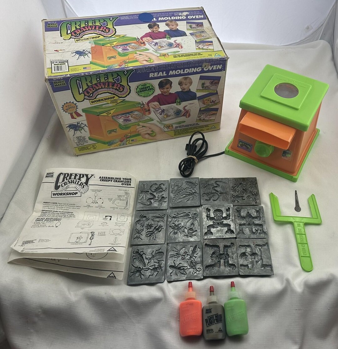 Thingmaker Machine 1993 Creepy Crawlers Thing Maker Toy Max 3 Full Goop and 12 Molds Works ...