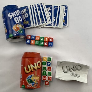 Uno Dice and Skip bo Dice Games in Can Complete in Good Condition FREE SHIPPING