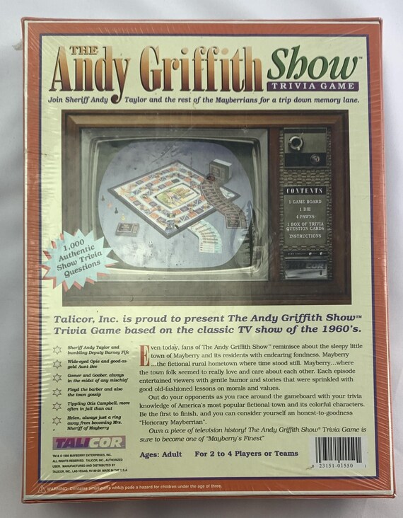 The Andy Griffith Show Trivia Board Game 1998 #1550 Game Complete By Talicor
