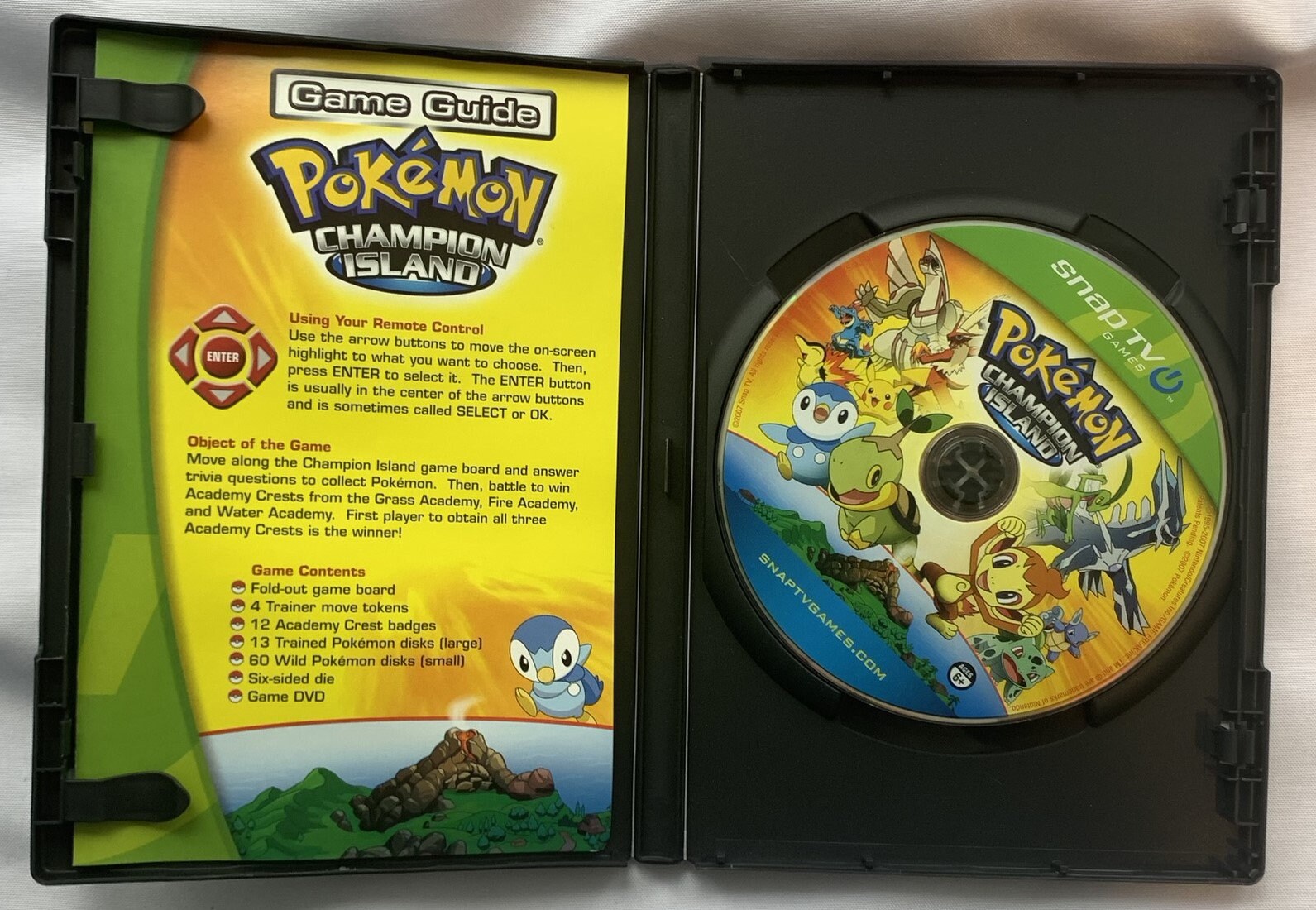 SnapTV Pokemon Champion Island DVD Board Game COMPLETE