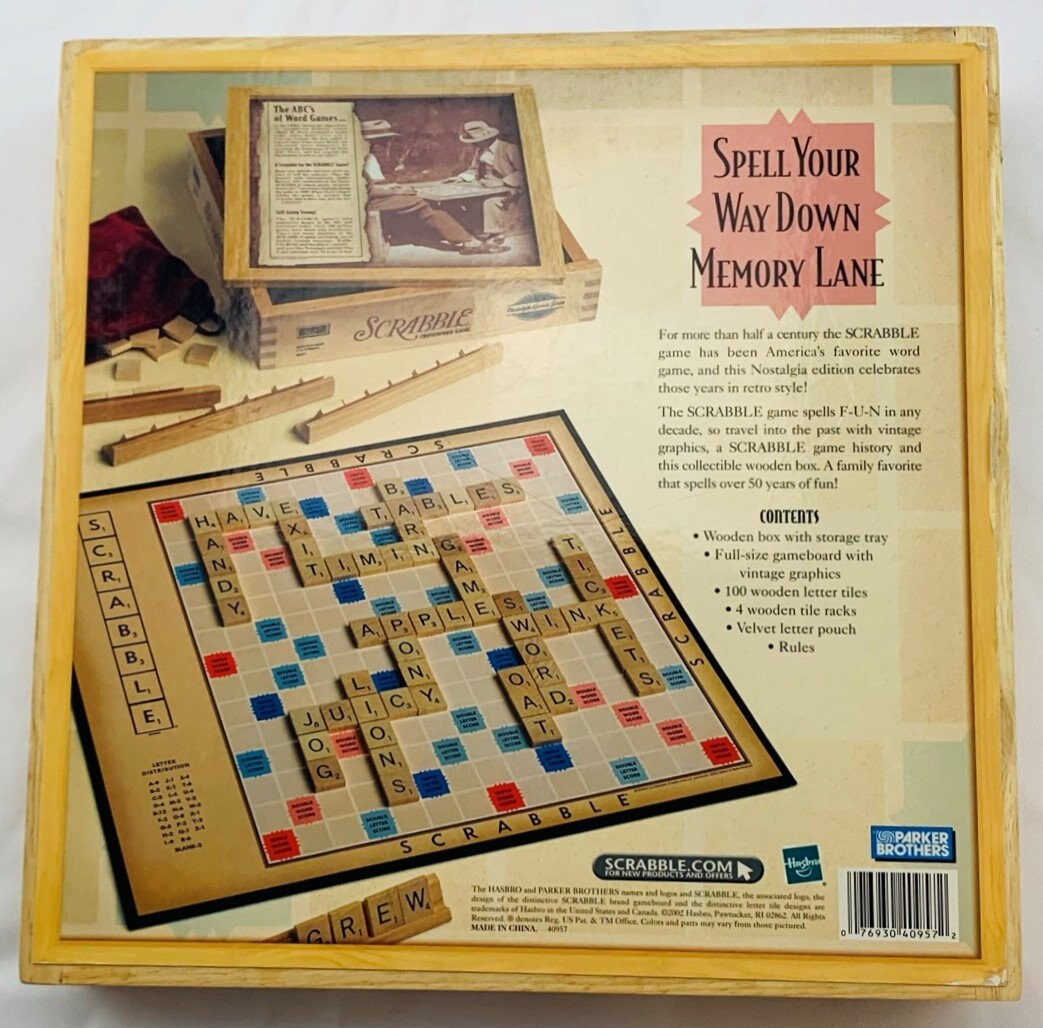 Scrabble Vintage Game Collection Wooden Bookshelf Style Complete Hasbro for sale online 