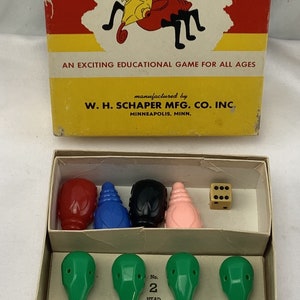 1949 Cootie Game by Schaper Complete Green Heads in Great Condition FREE SHIPPING