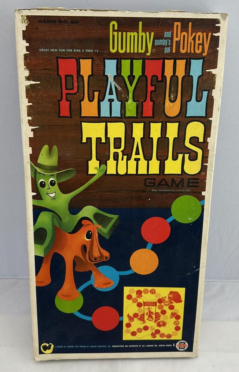 1968 Gumby and Pokey Playful Trails Game by Lakeside Games in Very Good ...
