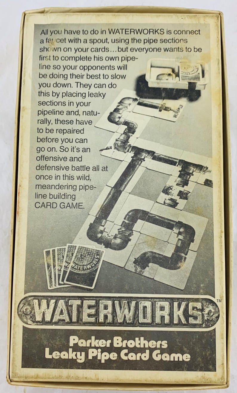 Water Works Card 1972 Waterworks Game by Parker Brothers Complete in Great Condition ...