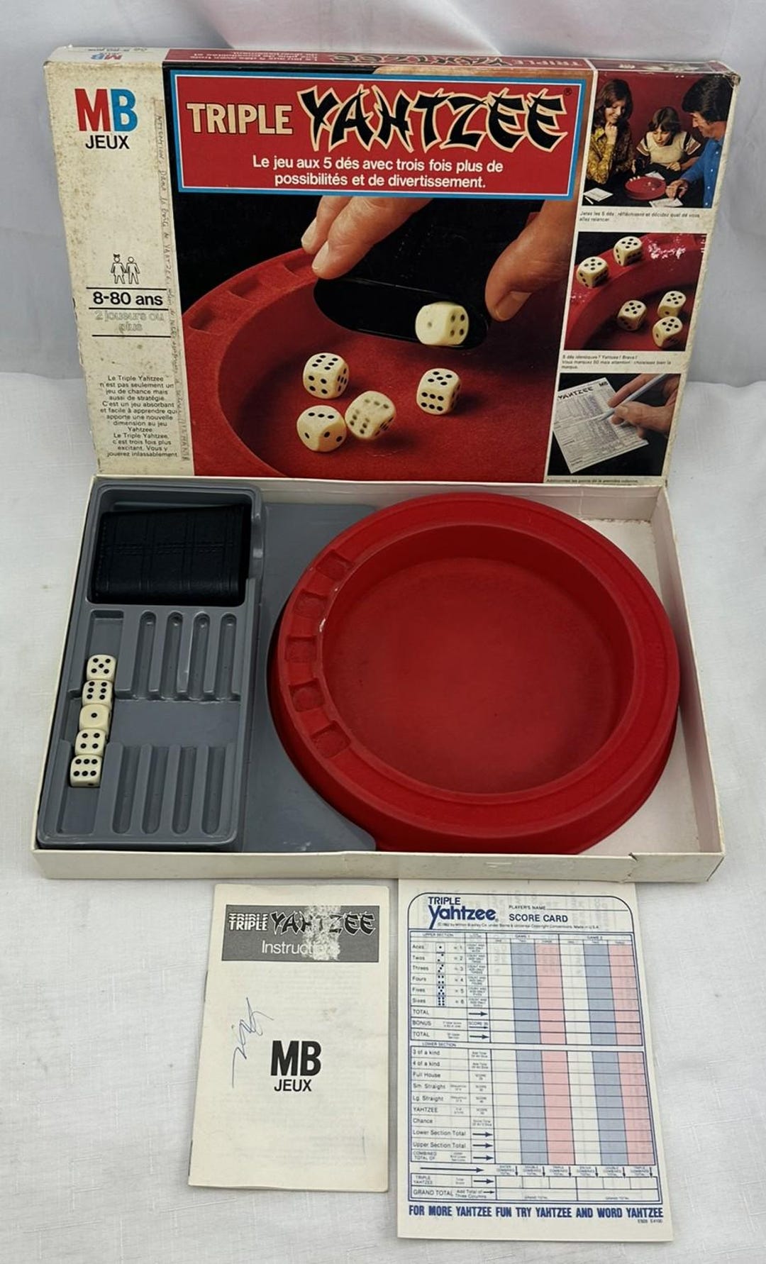 1982 Triple Yahtzee Game by Milton Bradley French Version Complete