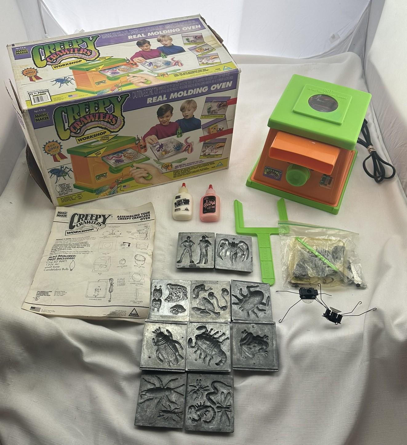 1993 Creepy Crawlers Thing Maker Toy Max 2 Full Glow Goop and 10