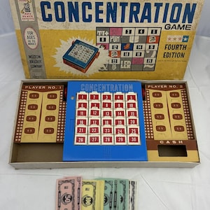 1965 Concentration Board Game 4th Edition Milton Bradley Complete Good Condition FREE SHIPPING
