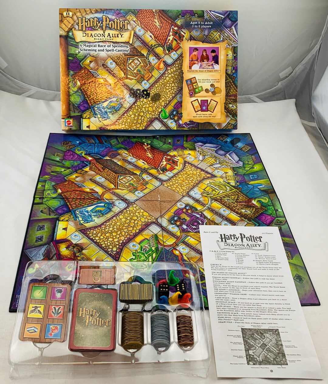 Jeu De Société Harry Potter - Diagon Alley (Mattel, 2001) Complet, Boîte Abîmée