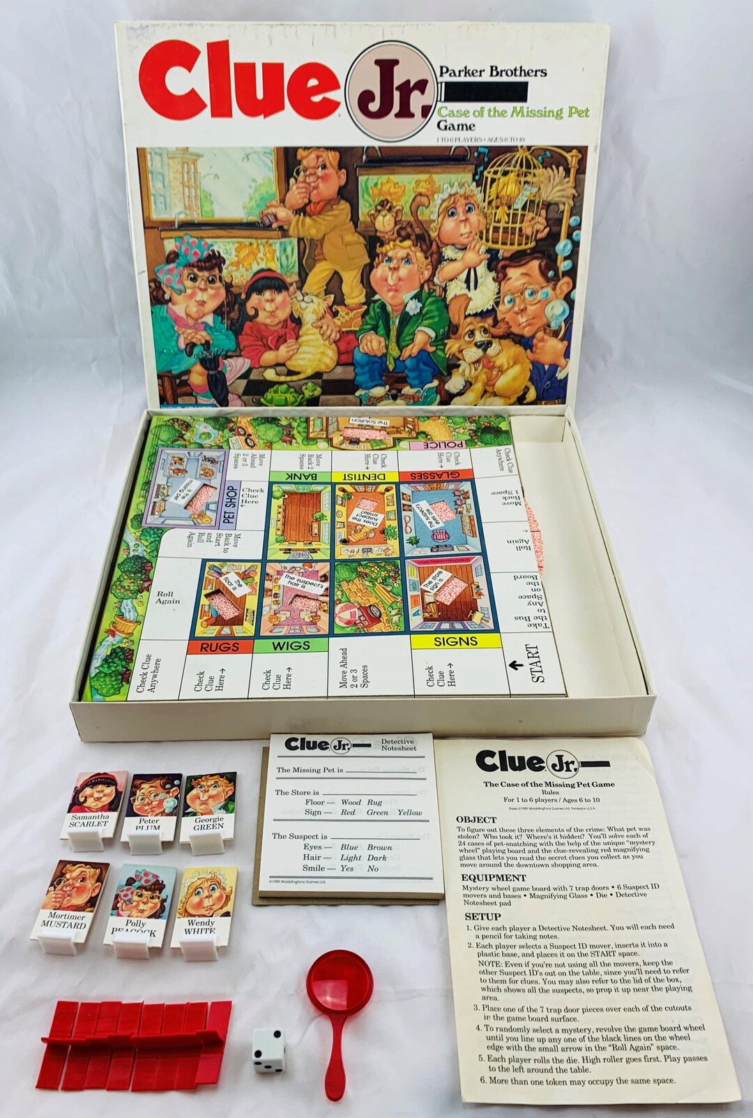 1989 Clue Jr. Case of the Missing Pet Game by Parker Brothers Complete ...