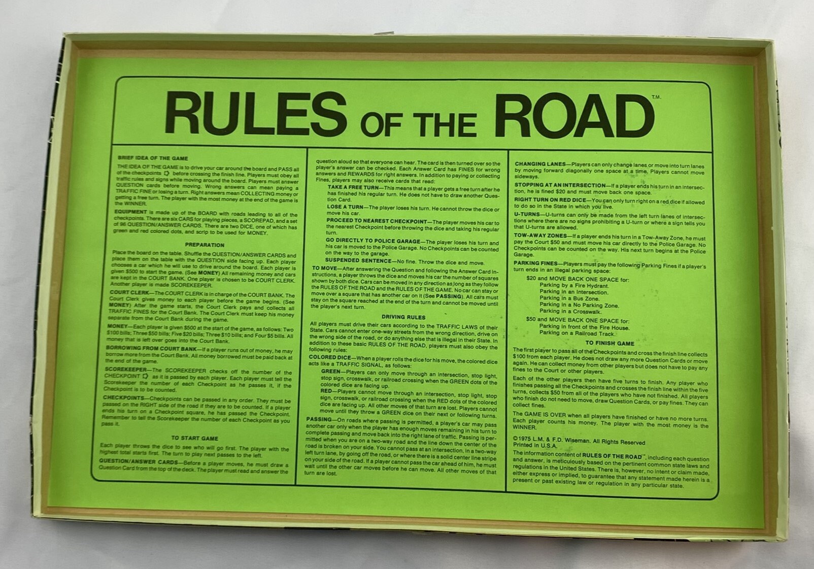 1977 Rules of the Road Game by Cadaco Complete in Great - Etsy