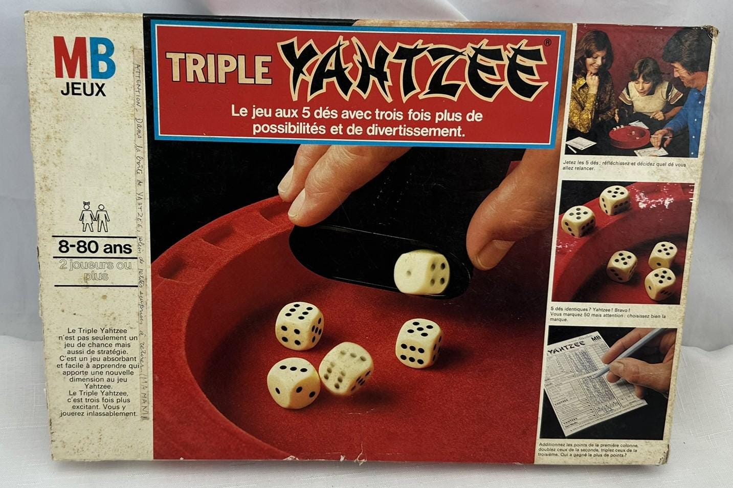 1982 Triple Yahtzee Game by Milton Bradley French Version Complete
