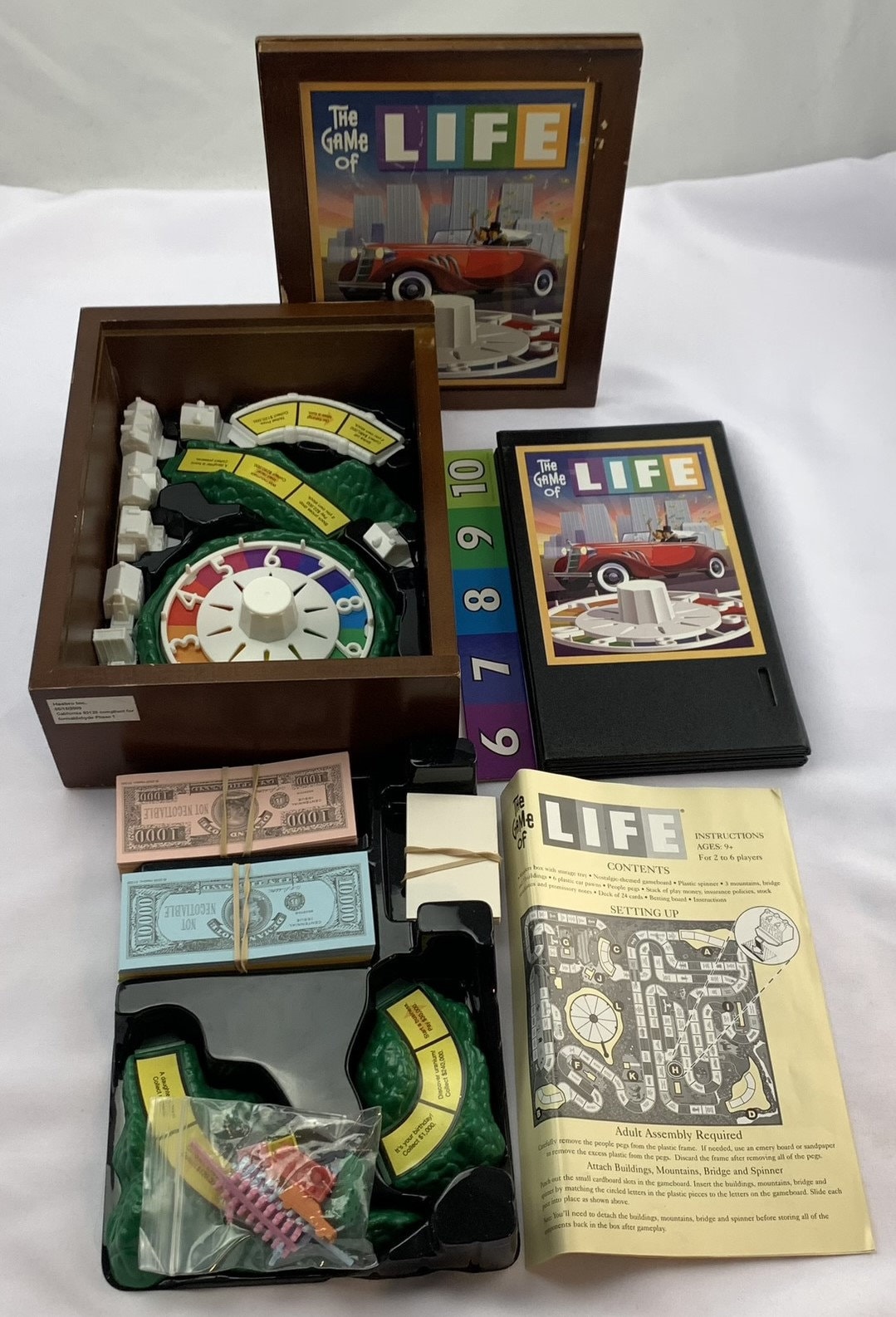 Game of Life Wood Book Collection Hasbro Complete Great Condition FREE SHIPPING