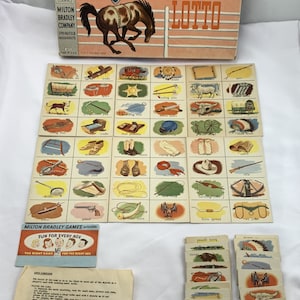 1958 Cowboy Lotto Game by Milton Bradley Complete in Good Condition FREE SHIPPING