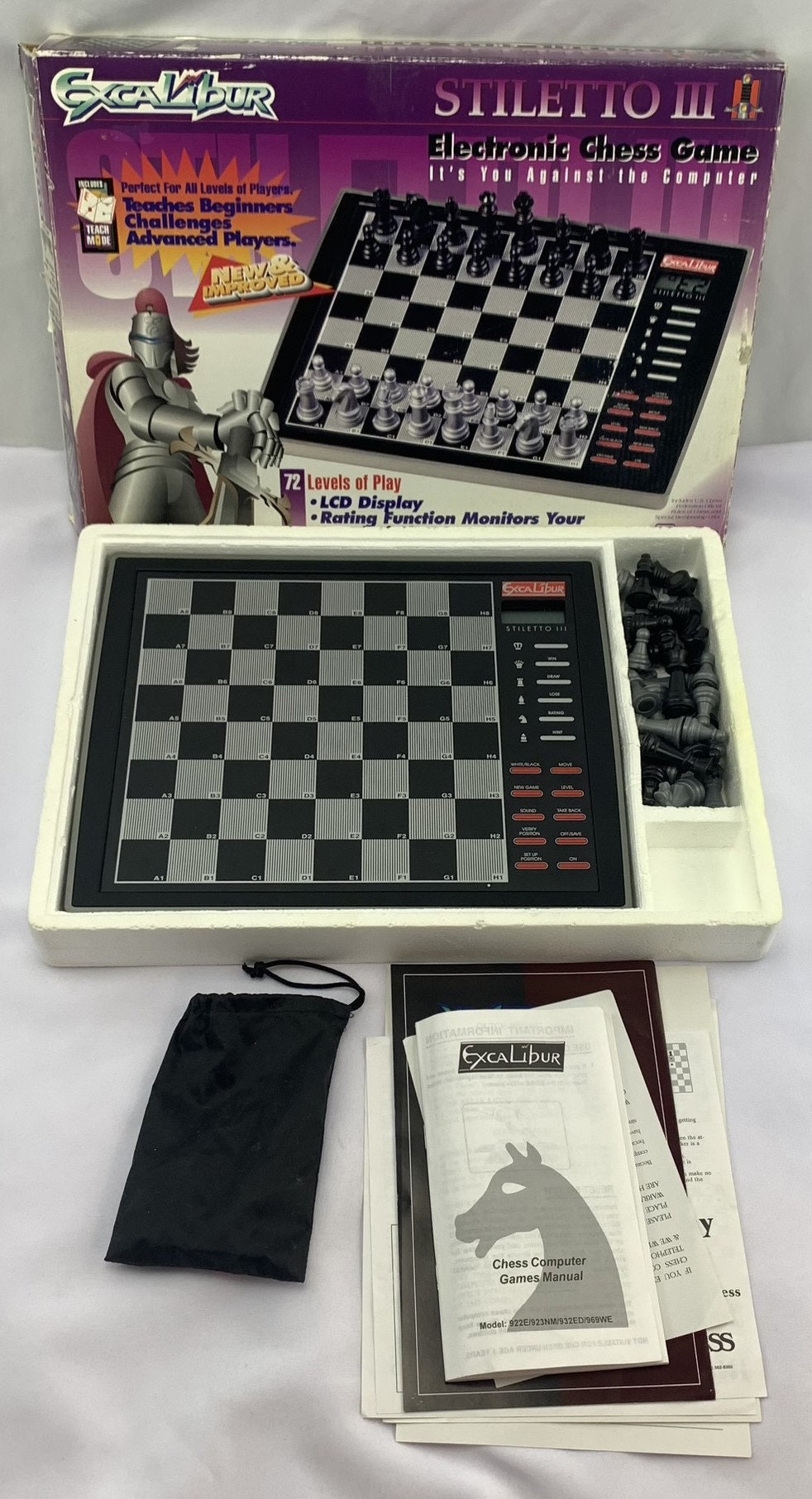 Excalibur Stiletto III Chess Game 5T-932ED Complete in Great