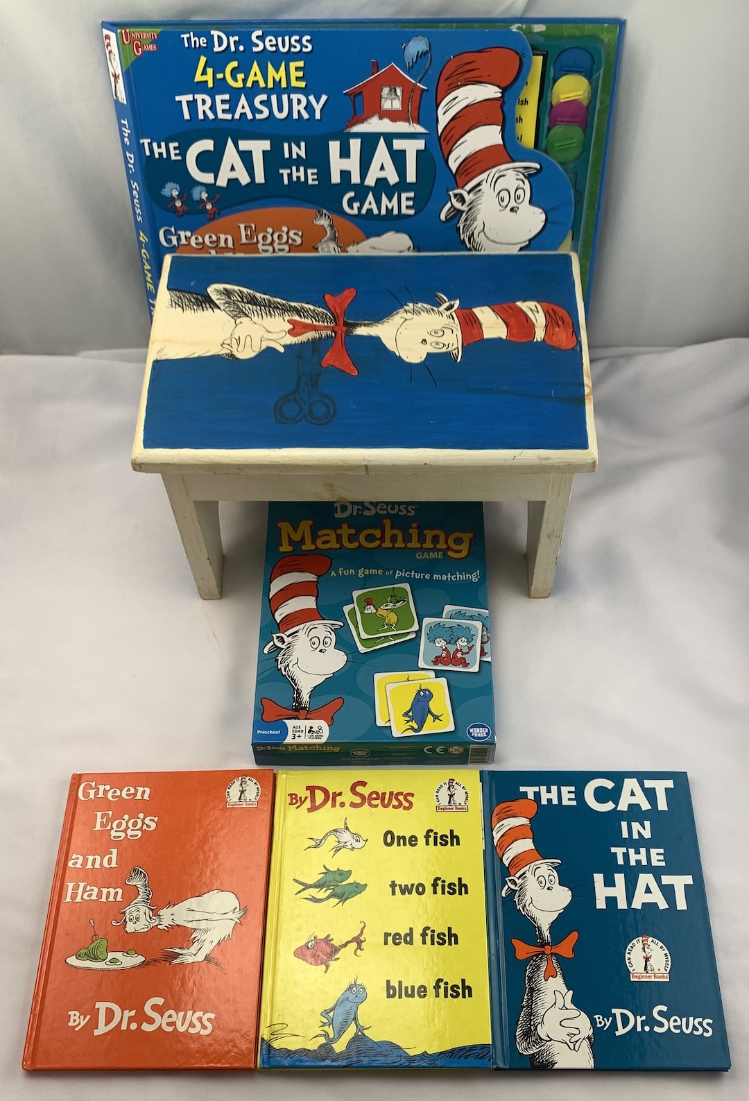Dr. Seuss 4 Game Treasury Pack, Matching, 3 Books, Step Stool Very