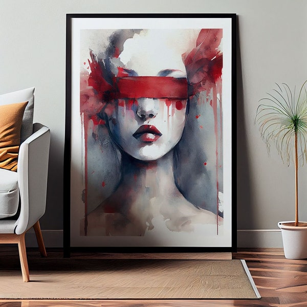 Red Print | Digital Download | Red art | Abstract Woman l Woman in Red Painting | Red Wall Painting Red decor, Red wall art, Wall Art Poster