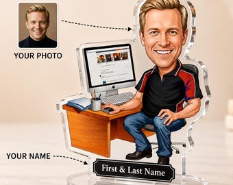 Foto-Figur eines Computerprogrammierers mit Namen | Schreibtischgeschenk für Entwickler