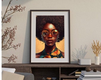 Digital Download, Afro woman | Black art | Pop Art Afro woman | Black art Bohemian wall decor| home decor| Art Deco | African American art |