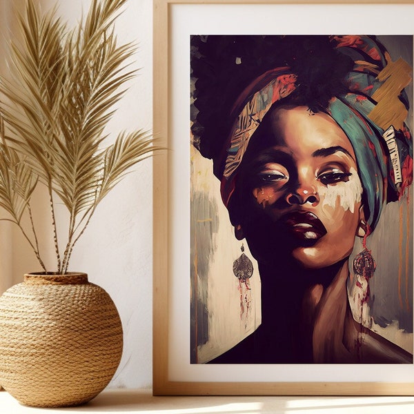 African American Art, Black Girl Art Print, Wall Decor, Black Woman Poster, Melanin Rich Afro American Art, Printable Wall Art for Home