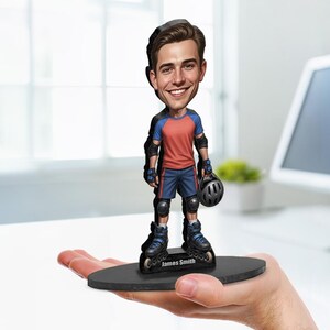 Presente personalizado para patinador inline para homens – Caricatura de patinação personalizada, ímã, chaveiro e pingente de carro – Retrato da sua foto