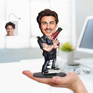 Personalized Male Barber Shop Hairdresser Gifts, Custom 3D Wooden Figurine Trinket - Car Charm, Magnet, Keychain