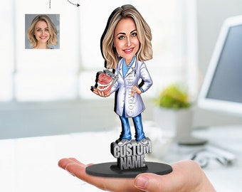 Personalized Dentist Gift for Woman, Wooden Figurine Trinket, Custom Keychains With Name, Hanging Ornaments, Framed Photo, Magnet, Car Charm