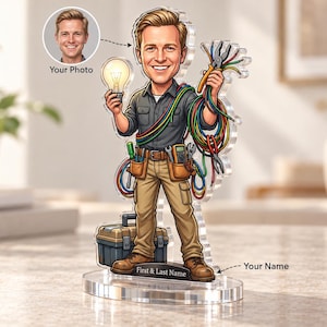 Statuetta con foto di un tecnico elettronico / Regalo personalizzato per ingegnere con nome