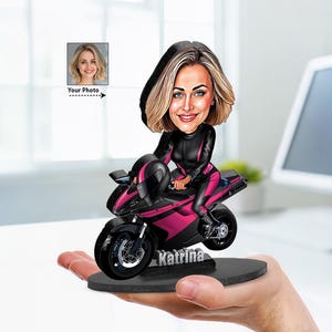 Personalized Motorcyclist Gift | Custom Caricature Portrait | Unique Funny Biker Gift with Your Photo and Name