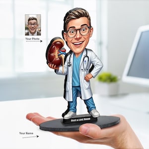 Figura personalizada de urólogo / Regalo personalizado de graduación de la facultad de medicina para residentes de urología / Imán, llavero y adorno para coche con caricatura