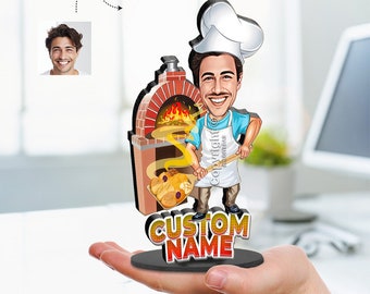 Personalized Chef Gift for Men, Wooden Figurine Trinket, Baker Custom Keychains With Name, Hanging Ornament, Framed Photo, Magnet