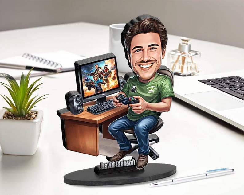 Custom Gamer Gift for Men, Personalized Funny Caricature Figurine ...