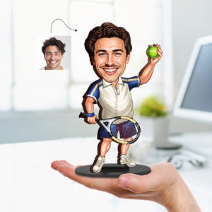 Personalized Tennis Player Gift – Custom Caricature Figurine from Your Photo