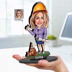 Personalized Civil Engineer Gift for Women – Custom Caricature Portrait | Funny Unique Gift with Your Photo & Name