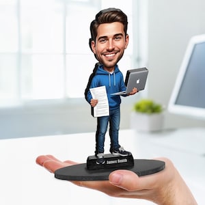 Personalisierte Software Engineer Figur | Benutzerdefinierte Programmierer Geschenk von Ihrem Foto | Tech Karikatur, Magnet, Schlüsselbund & Autoanhänger