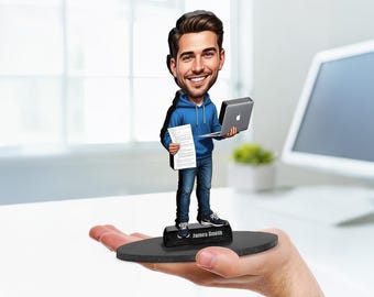 Personalized Software Engineer Figurine | Custom Programmer Gift from Your Photo | Tech Caricature, Magnet, Keychain & Car Charm
