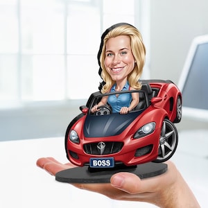 Personalized Car Dealer Gift | Car Dealership Caricature Portrait From Your Photo | Funny Gift Sets with Your Photo & Name | TS0184