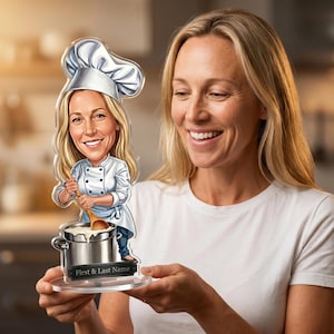 Executive Chef Custom Photo Figure • Personalized Sous Chef Desk Standee • Culinary Graduation Gift for Cooking Enthusiast