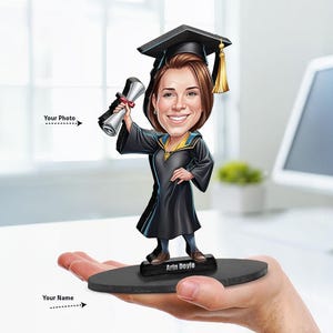 Personalisierte Abitur Geschenk, benutzerdefinierte lustige College Karikatur Porträt von Ihrem Foto, einzigartige Geschenkideen mit Ihrem Foto & Namen