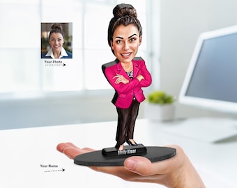 Affärskvinnafigur från ditt foto | Personlig reklamgåva med namn