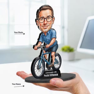 Custom Cyclist Figurine for Men | Personalized Bike Rider Caricature Gift | Funny Biker Office or Birthday Decor