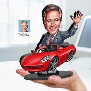 Personalized Car Dealer Gift, Wooden Figurine Trinket, Car Salesman Gift / Car Guy Gift Custom Car Charm Rear View Mirror