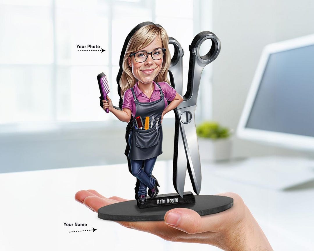 Regalo personalizzato per parrucchiera – Figurina divertente  personalizzata, magnete, portachiavi e ciondolo per auto – Ritratto dalla  tua foto