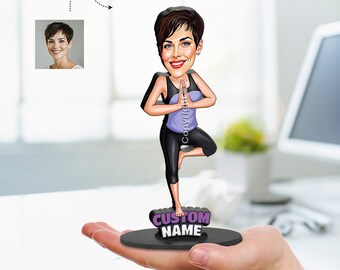 Personalized Yoga Lover Gifts, 3D Wooden Figurine Trinket - Car Charm, Magnet, Picture Frame, Keychain, Custom Cartoon Pilates Portrait