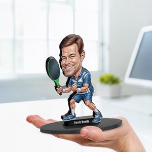 Cadeau personnalisé pour joueur de pickleball | Portrait caricature drôle de professeur à partir de votre photo | coffrets cadeaux amusants avec votre photo et votre nom | PC13