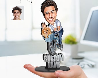 Personalized Unique Gift for Cyclist, 3D Wooden Figurine Trinket, Custom Key Chain, Picture Ornament, Photo Frame, Magnets Fridge